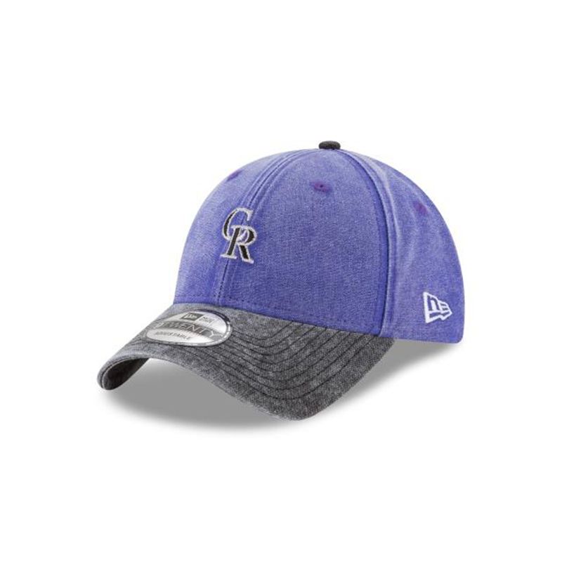 MLB Colorado Rockies Rugged Canvas 9Twenty Adjustable (SUP1696) - Black New Era Caps